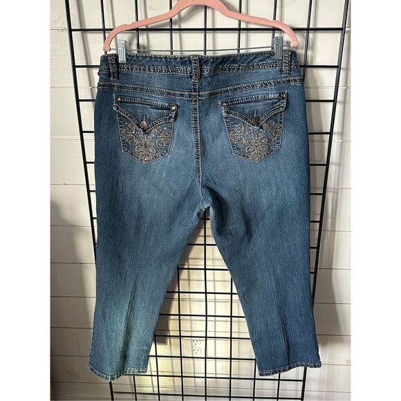 NINE WEST Jeans Womens Blue sz 16 Embellished Button Flap Pockets Contrast Stitc - Picture 1 of 16